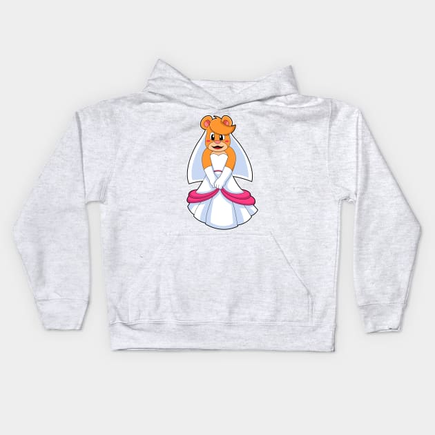 Bear with Wedding dress & Veil Kids Hoodie by Markus Schnabel